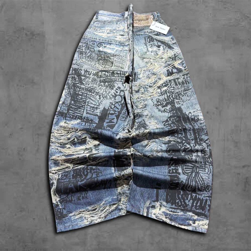 Modern Baggy Wide Leg Acne Studios Graffiti Grunge Y2k Jeans